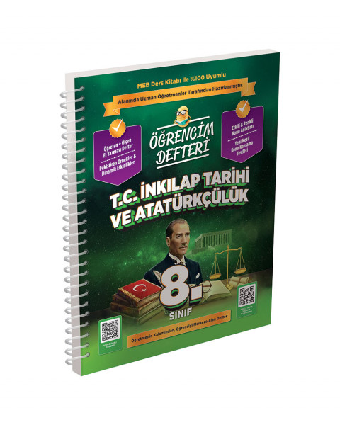 3209 8.Sınıf T.C. İnkılap Tarihi ve Atatürkçülük Öğrencim Defteri