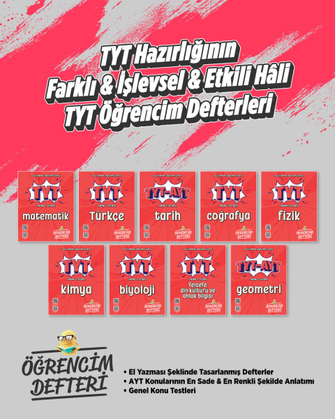 TYT Öğrencim Defteri Ful Set. Tamamı El Yazmalı !!!